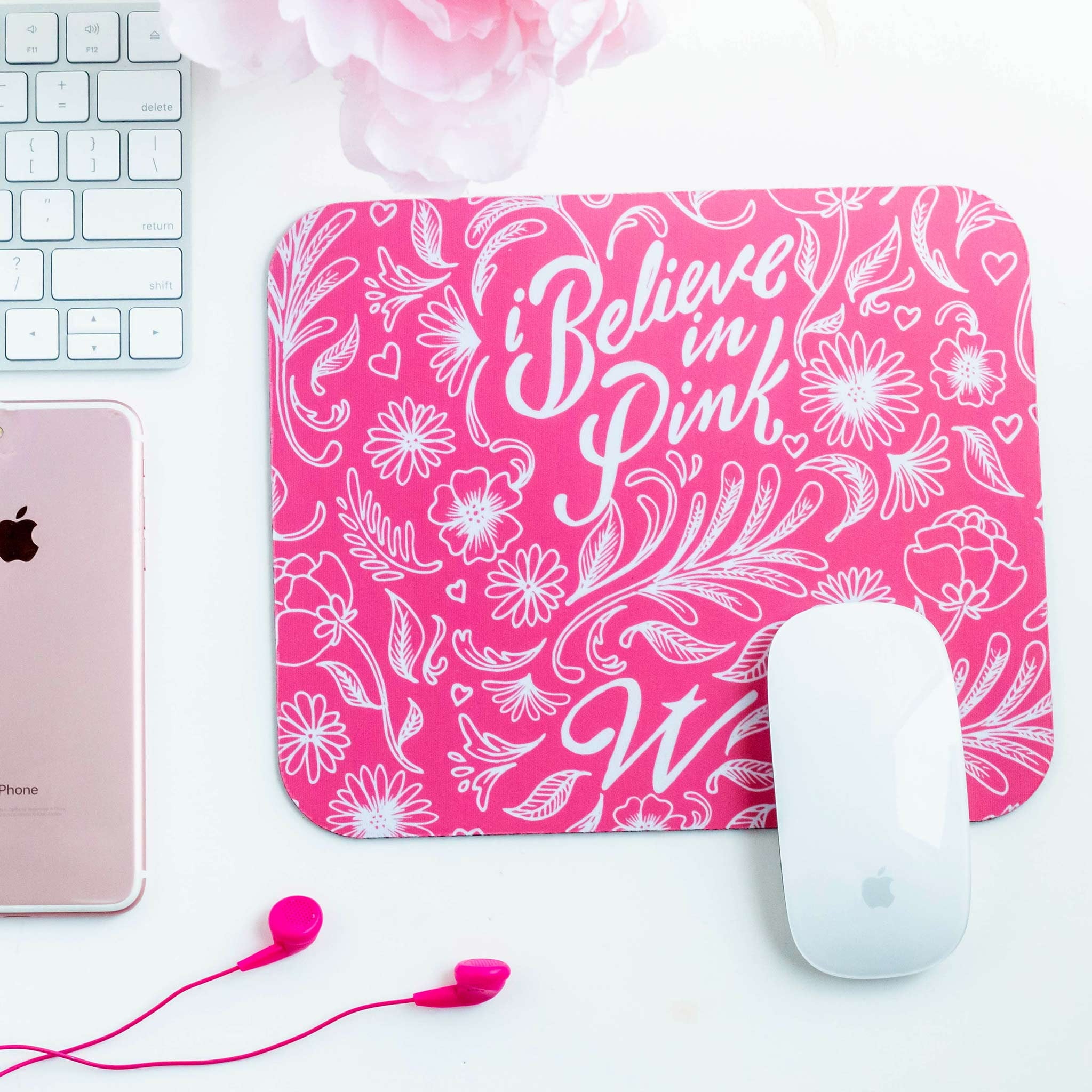 I Believe In Pink Breast Cancer Awareness Mouse Pad - Wayne Anthony